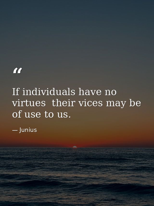 If individuals have no virtues  their vices may be of use to us. — Junius