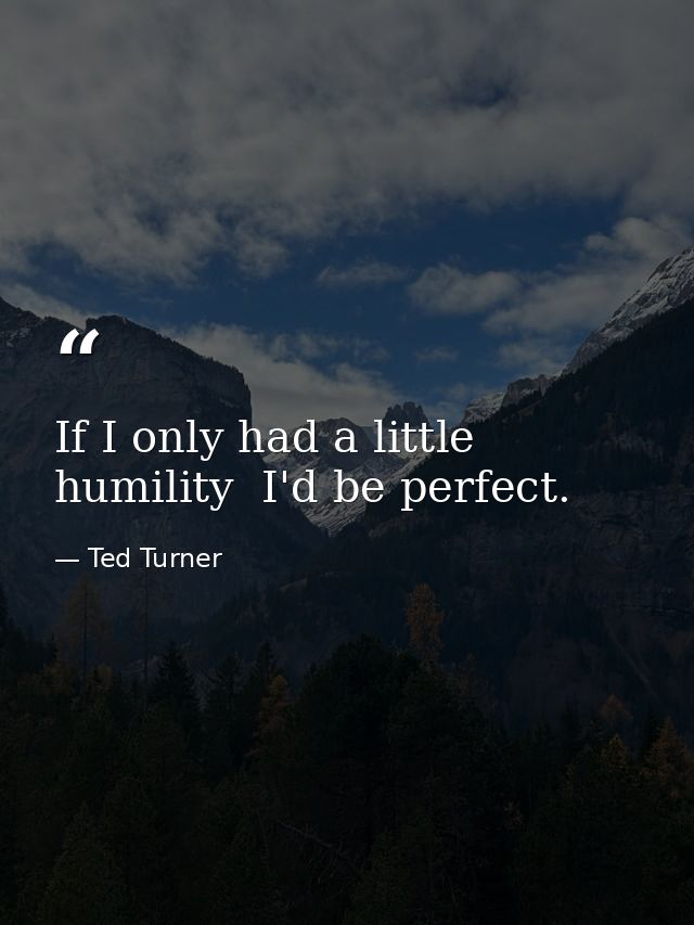 If I only had a little humility  I'd be perfect. — Ted Turner