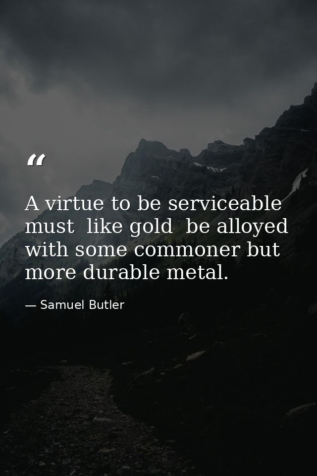 A virtue to be serviceable must  like gold  be alloyed with some commoner but more durable metal. — Samuel Butler