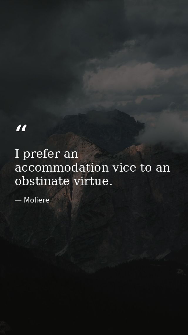 I prefer an accommodation vice to an obstinate virtue. — Moliere