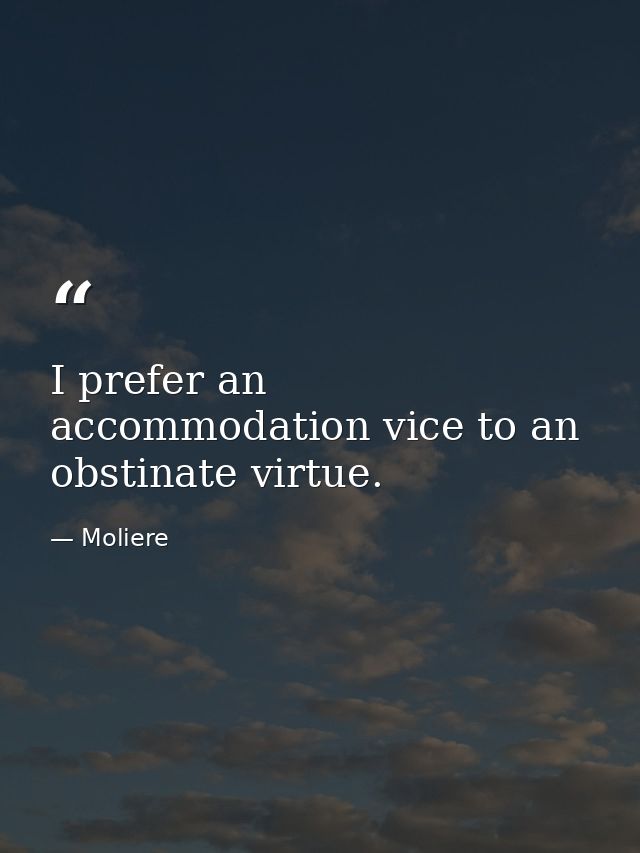I prefer an accommodation vice to an obstinate virtue. — Moliere