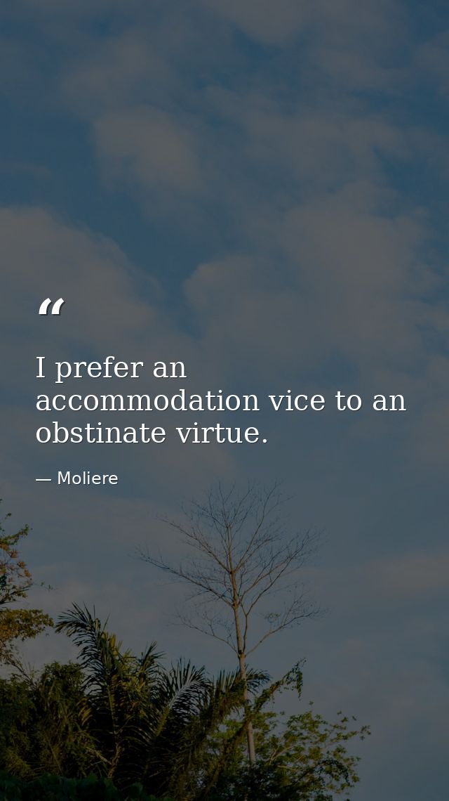 I prefer an accommodation vice to an obstinate virtue. — Moliere