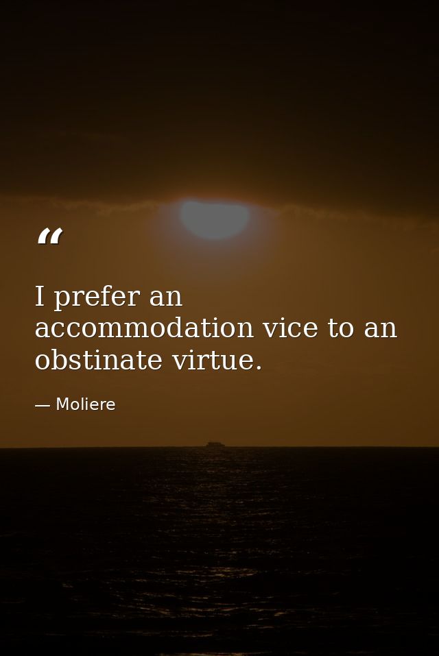 I prefer an accommodation vice to an obstinate virtue. — Moliere