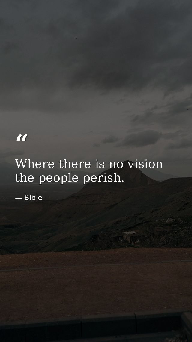Where there is no vision  the people perish. — Bible