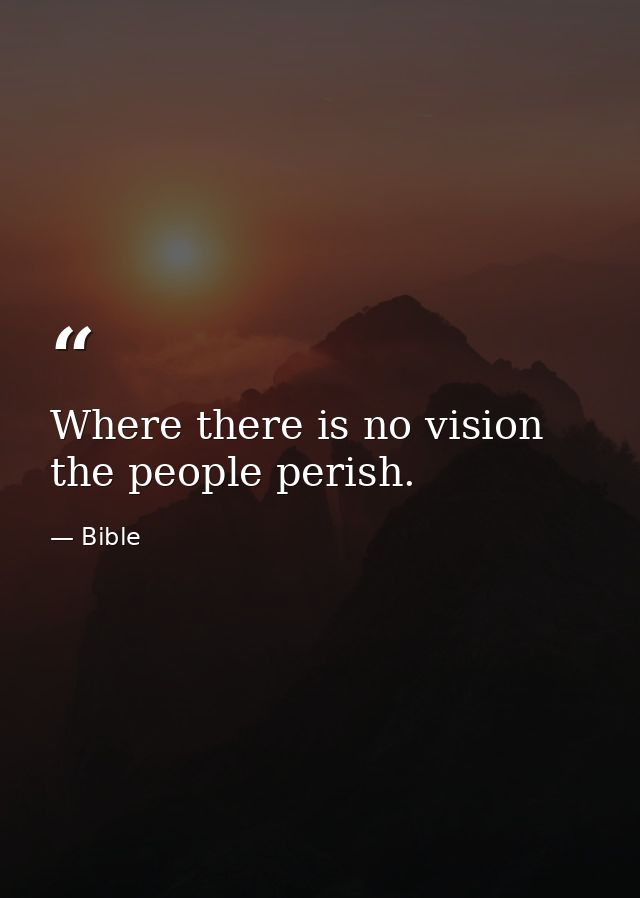 Where there is no vision  the people perish. — Bible