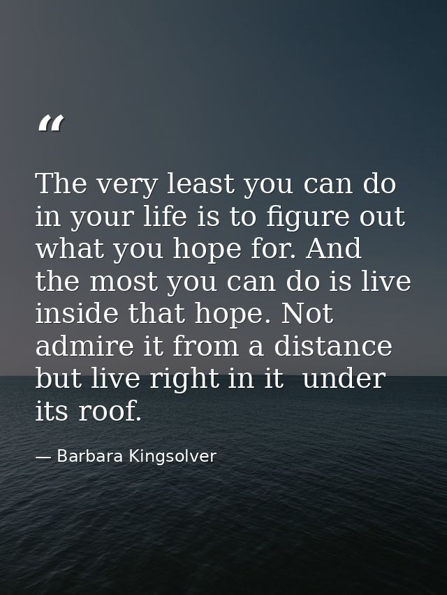 The very least you can do in your life is to figure out what you hope for. And the most you can do is live inside that h — Barbara Kingsolver