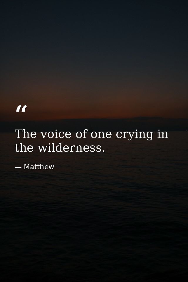 The voice of one crying in the wilderness. — Matthew