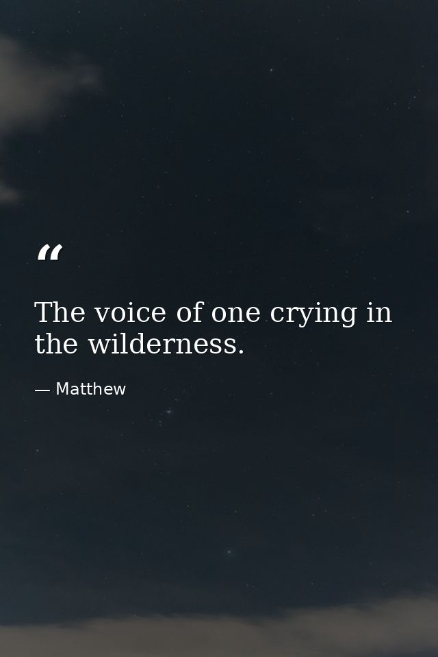 The voice of one crying in the wilderness. — Matthew