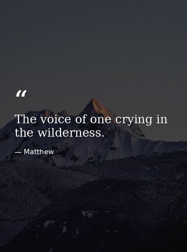The voice of one crying in the wilderness. — Matthew