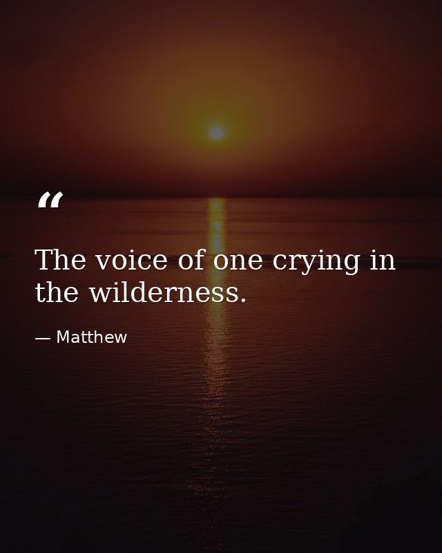 The voice of one crying in the wilderness. — Matthew
