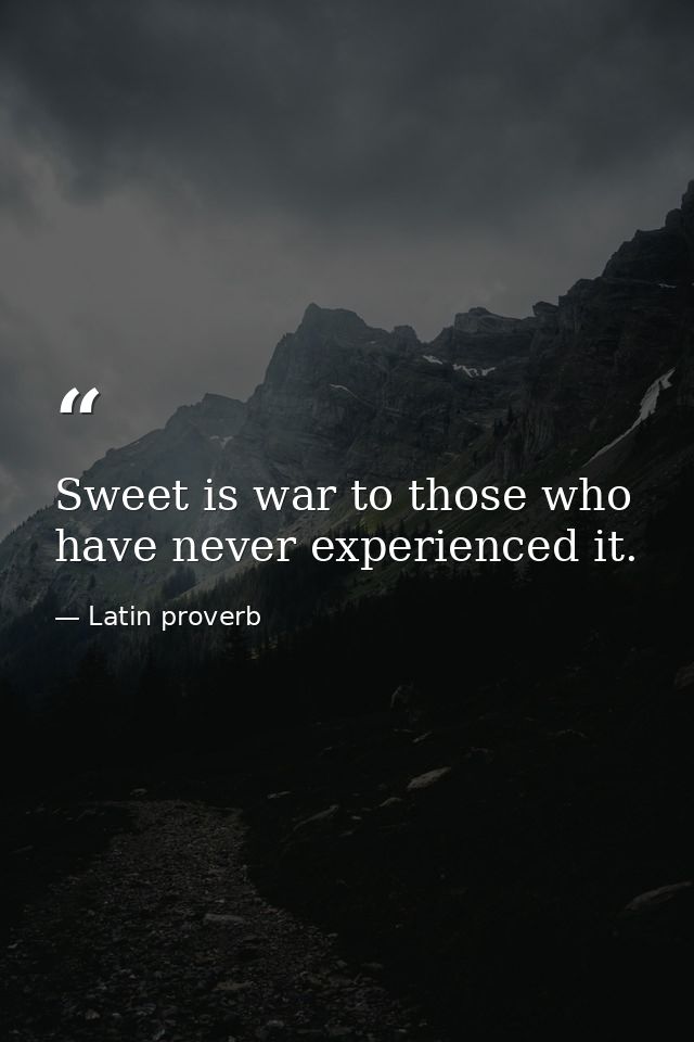 Sweet is war to those who have never experienced it. — Latin proverb