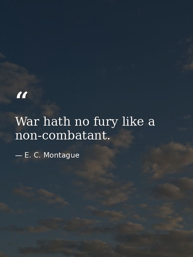War hath no fury like a non-combatant. — E. C. Montague