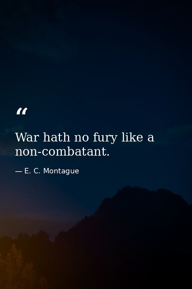 War hath no fury like a non-combatant. — E. C. Montague