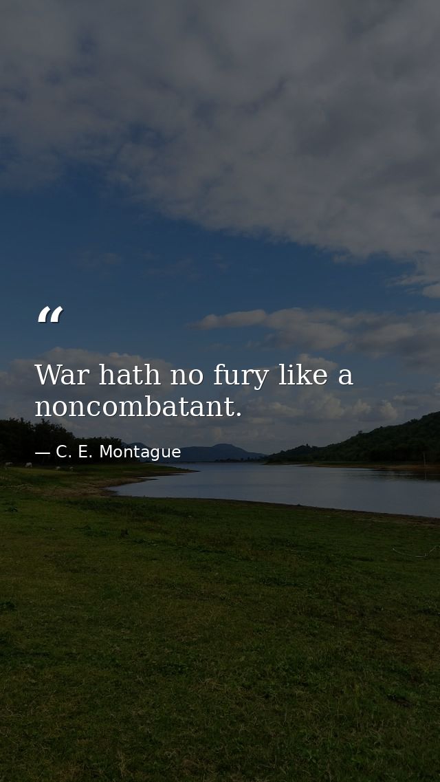 War hath no fury like a noncombatant. — C. E. Montague