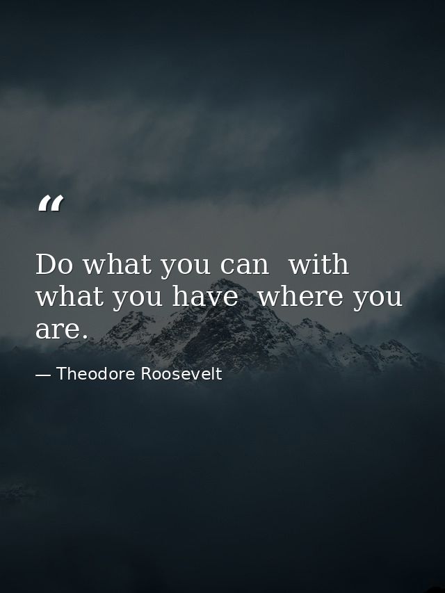 Do what you can  with what you have  where you are. — Theodore Roosevelt