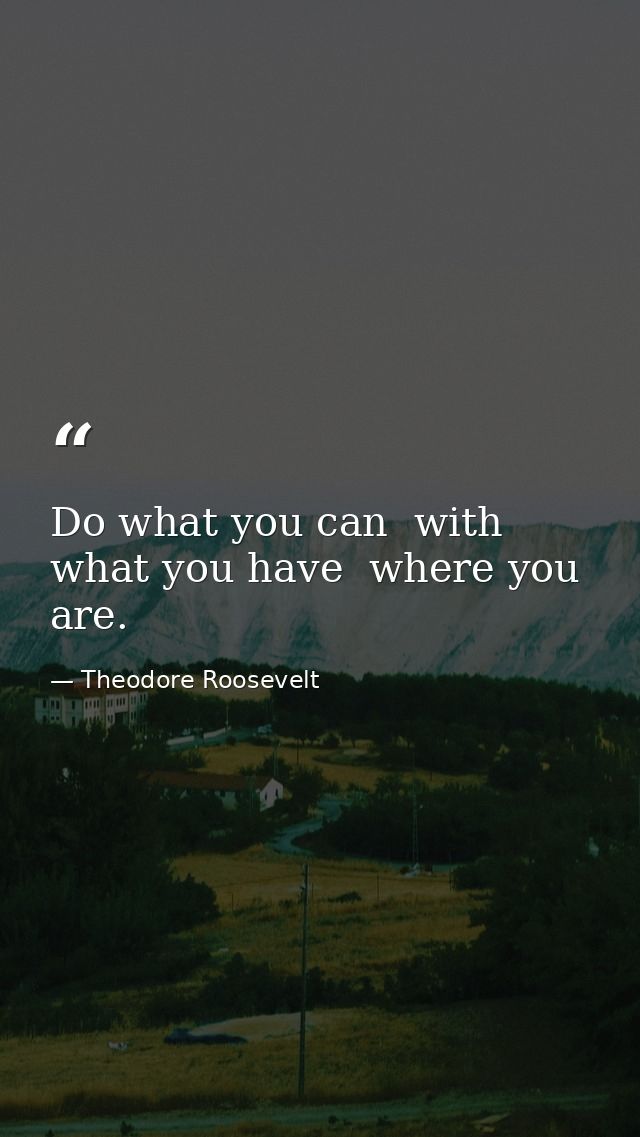 Do what you can  with what you have  where you are. — Theodore Roosevelt