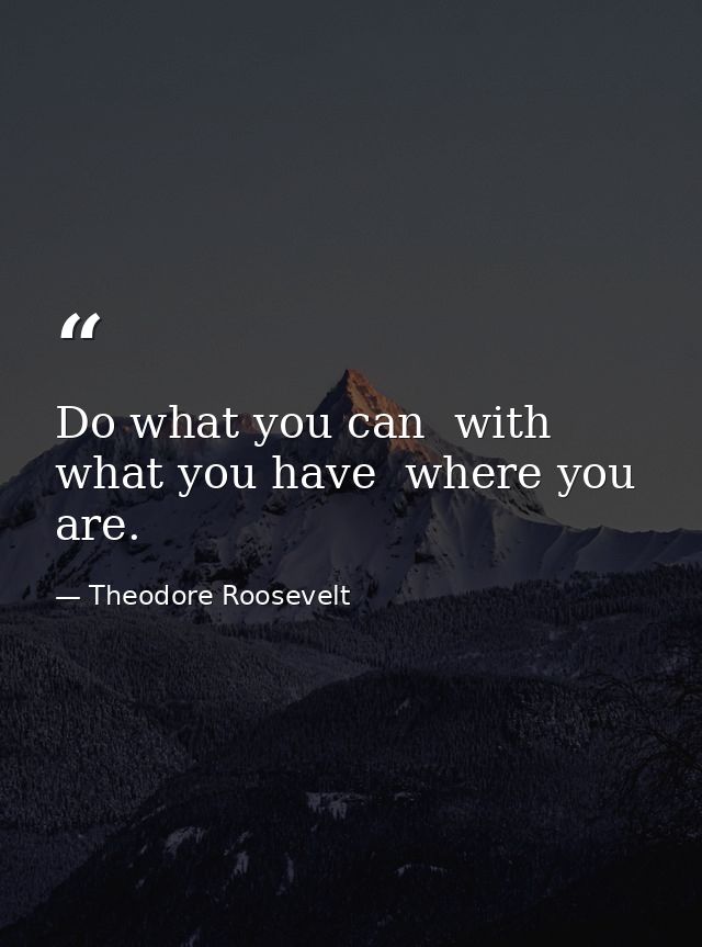 Do what you can  with what you have  where you are. — Theodore Roosevelt