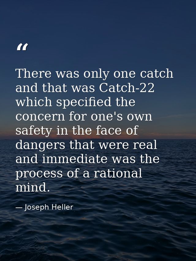 There was only one catch and that was Catch-22  which specified the concern for one's own safety in the face of dangers  — Joseph Heller