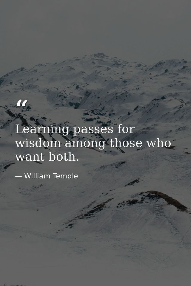Learning passes for wisdom among those who want both. — William Temple
