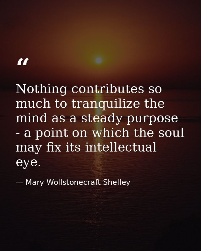 Nothing contributes so much to tranquilize the mind as a steady purpose - a point on which the soul may fix its intellec — Mary Wollstonecraft Shelley