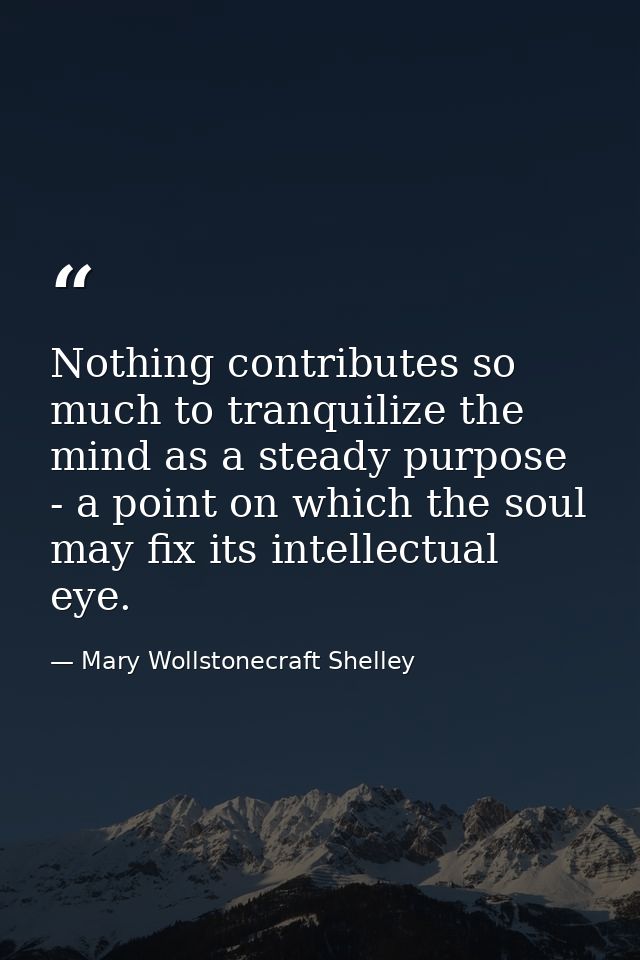 Nothing contributes so much to tranquilize the mind as a steady purpose - a point on which the soul may fix its intellec — Mary Wollstonecraft Shelley