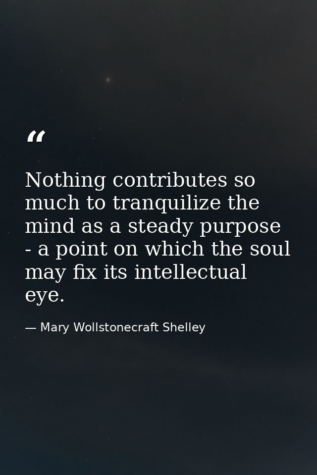 Nothing contributes so much to tranquilize the mind as a steady purpose - a point on which the soul may fix its intellec — Mary Wollstonecraft Shelley