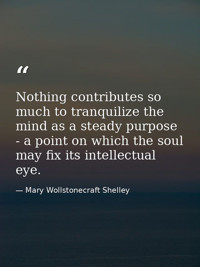 Nothing contributes so much to tranquilize the mind as a steady purpose - a point on which the soul may fix its intellec — Mary Wollstonecraft Shelley