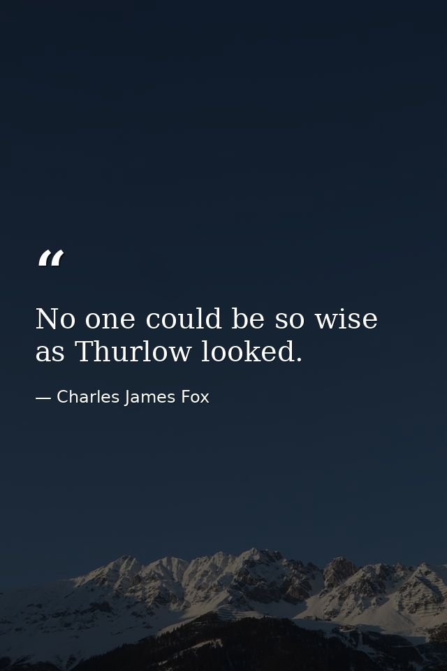 No one could be so wise as Thurlow looked. — Charles James Fox