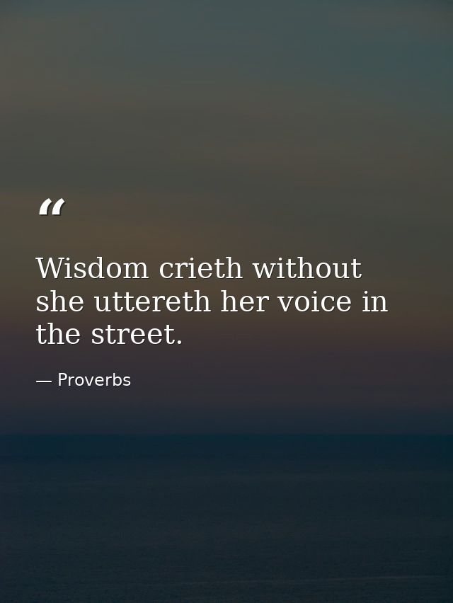 Wisdom crieth without  she uttereth her voice in the street. — Proverbs
