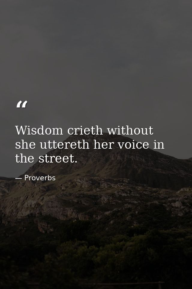 Wisdom crieth without  she uttereth her voice in the street. — Proverbs