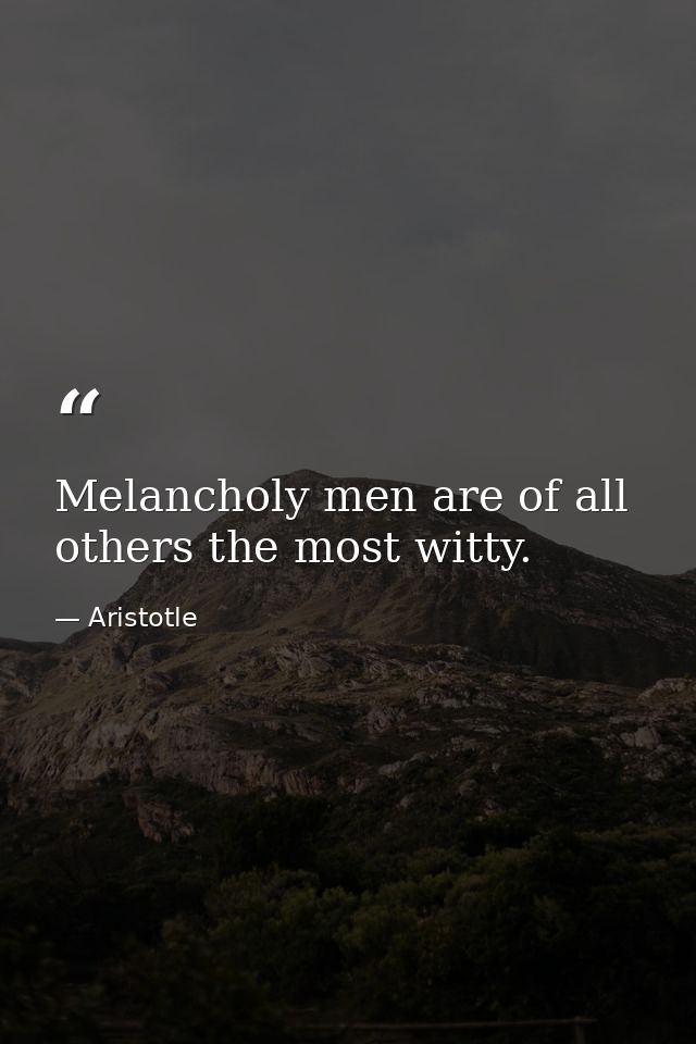 Melancholy men are of all others the most witty. — Aristotle
