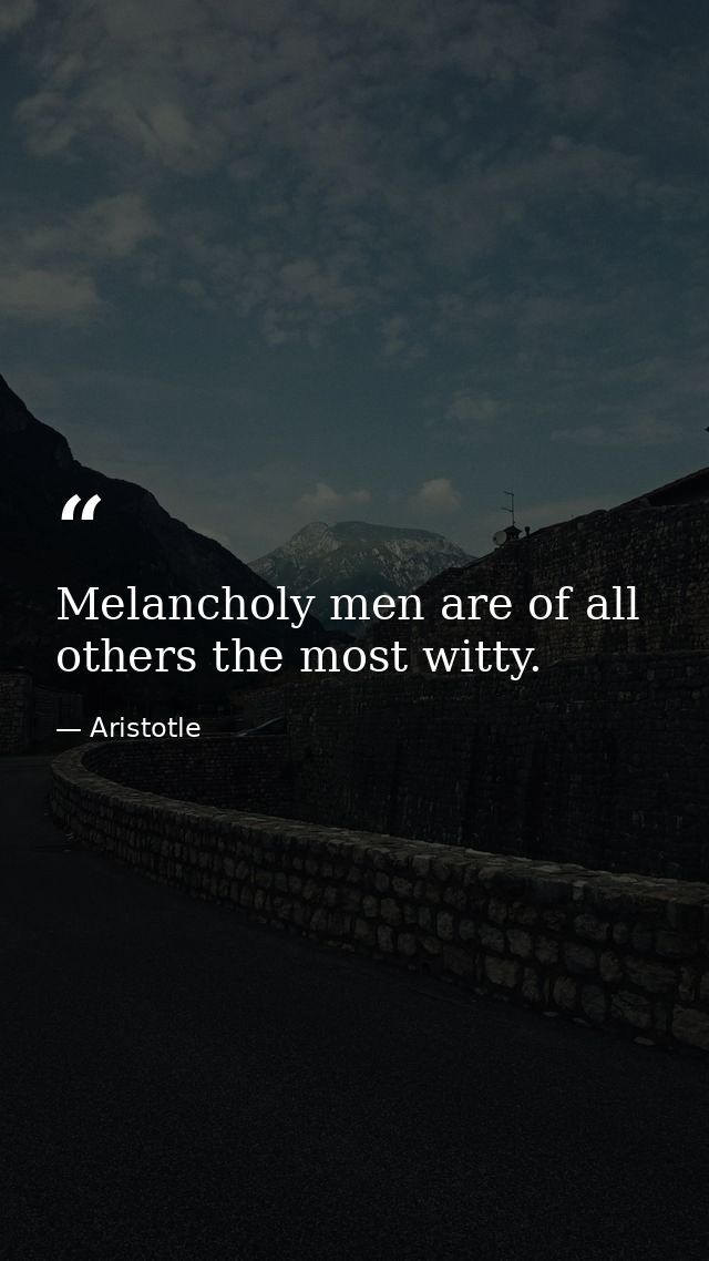 Melancholy men are of all others the most witty. — Aristotle