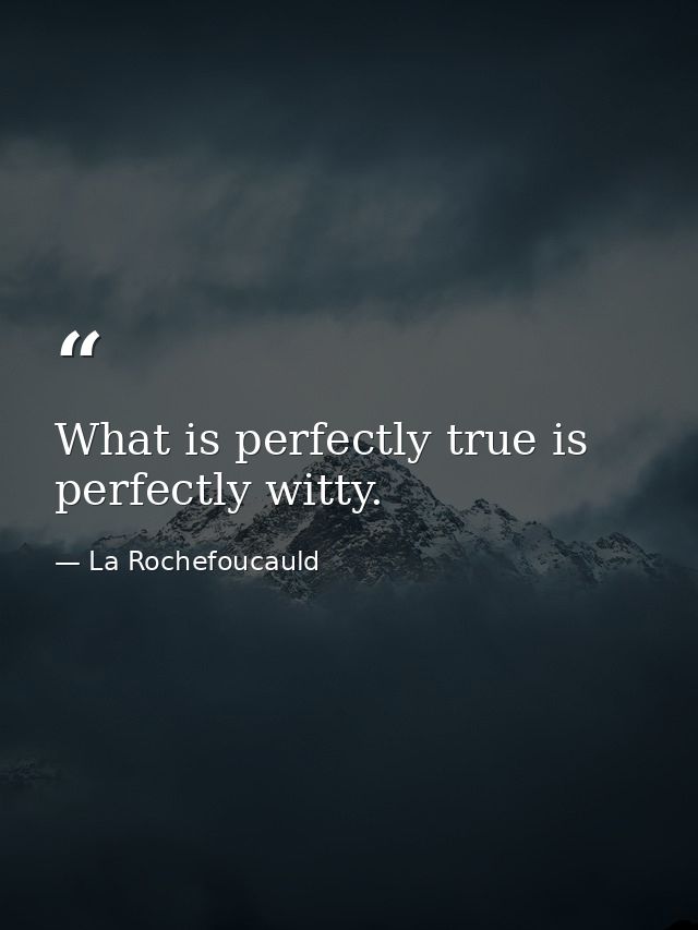 What is perfectly true is perfectly witty. — La Rochefoucauld