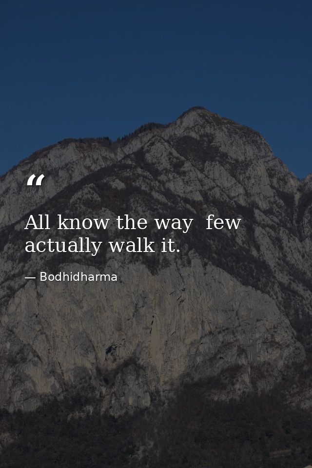 All know the way  few actually walk it. — Bodhidharma