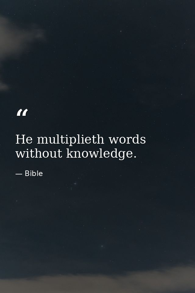 He multiplieth words without knowledge. — Bible