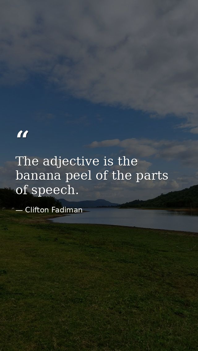 The adjective is the banana peel of the parts of speech. — Clifton Fadiman