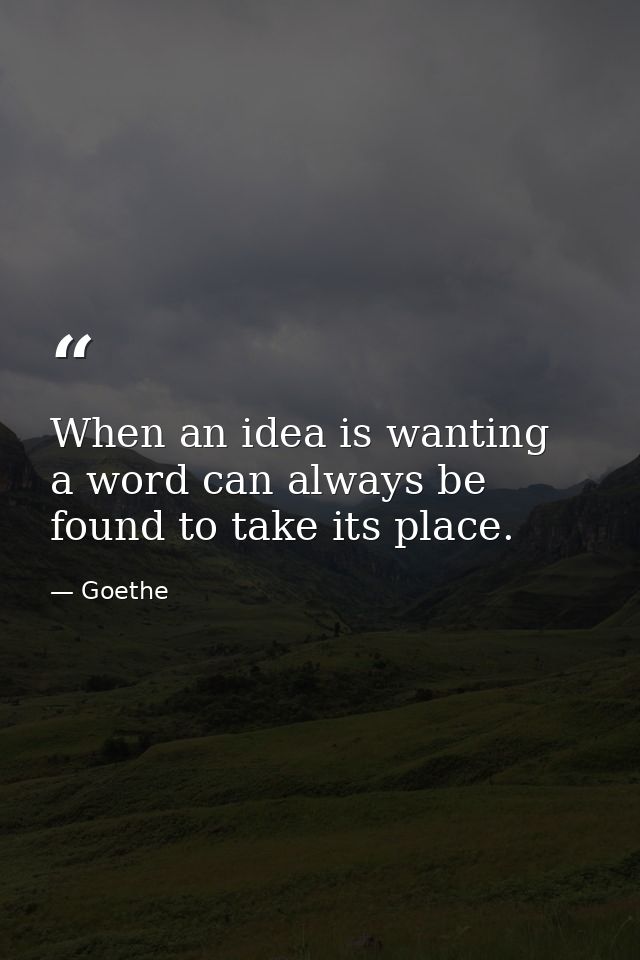 When an idea is wanting  a word can always be found to take its place. — Goethe