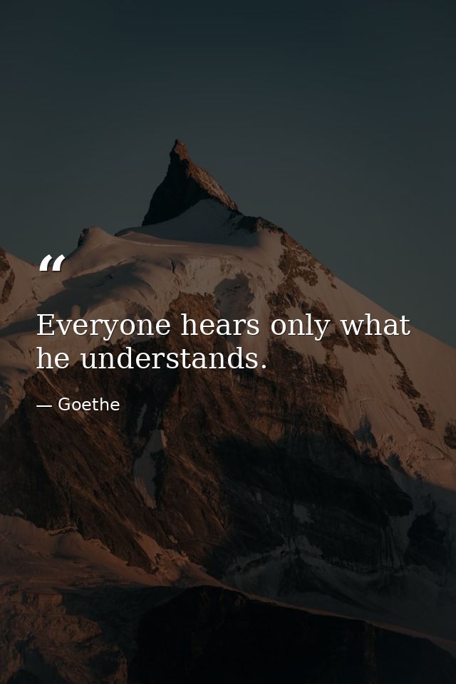 Everyone hears only what he understands. — Goethe