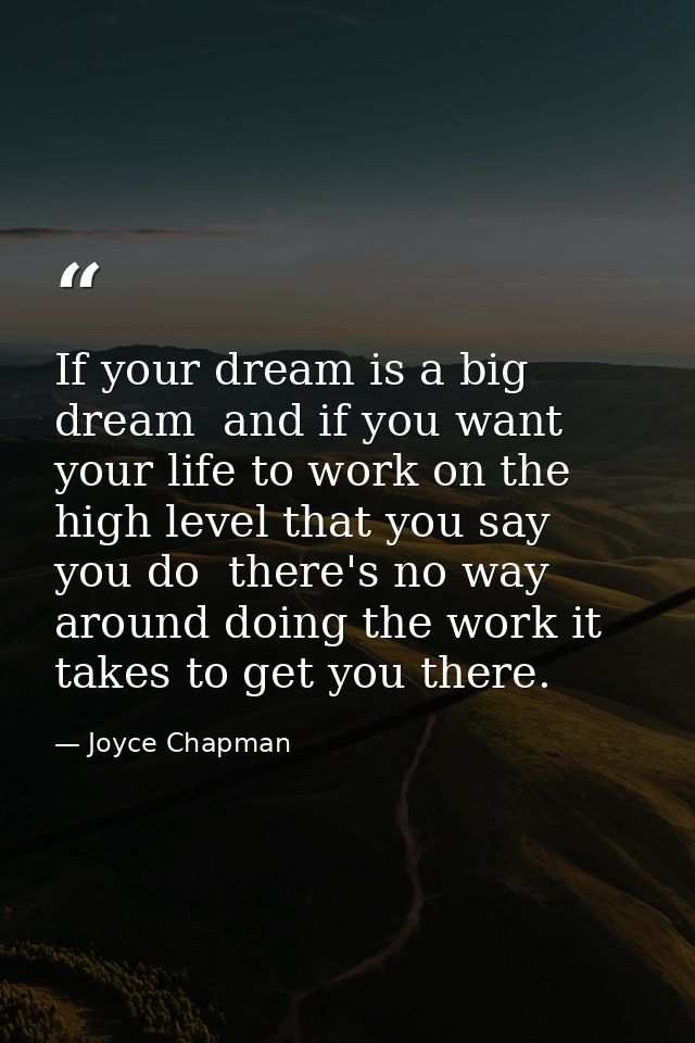 If your dream is a big dream  and if you want your life to work on the high level that you say you do  there's no way ar — Joyce Chapman