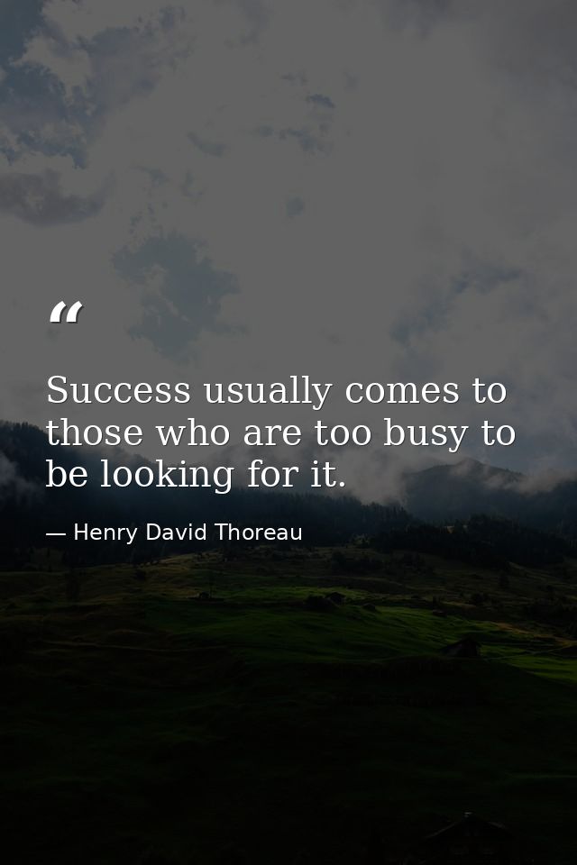 Success usually comes to those who are too busy to be looking for it. — Henry David Thoreau