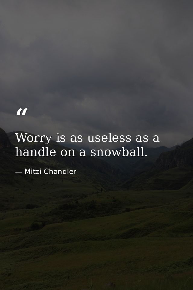 Worry is as useless as a handle on a snowball. — Mitzi Chandler