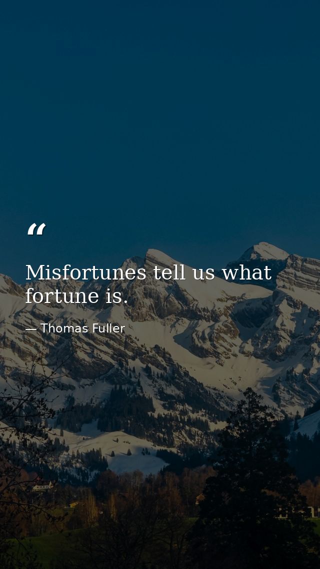 Misfortunes tell us what fortune is. — Thomas Fuller