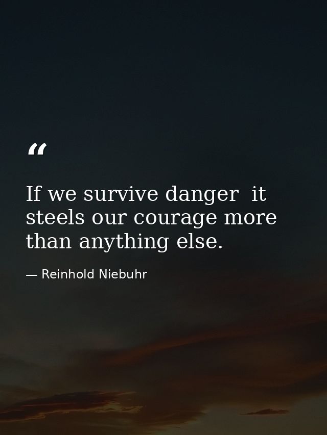 If we survive danger  it steels our courage more than anything else. — Reinhold Niebuhr
