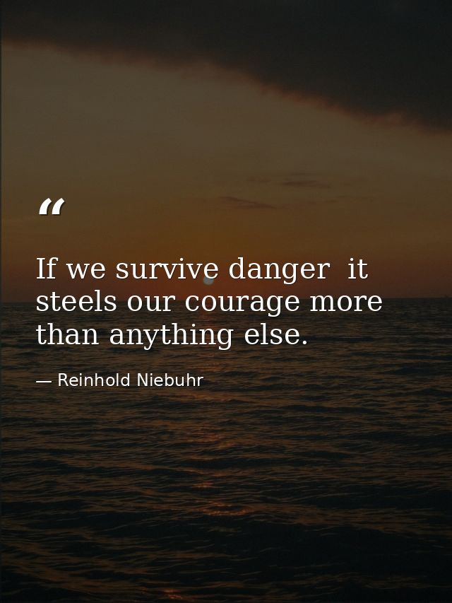 If we survive danger  it steels our courage more than anything else. — Reinhold Niebuhr