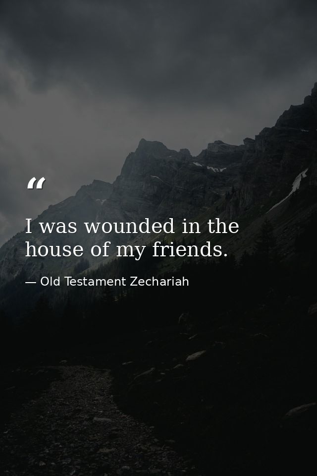 I was wounded in the house of my friends. — Old Testament Zechariah