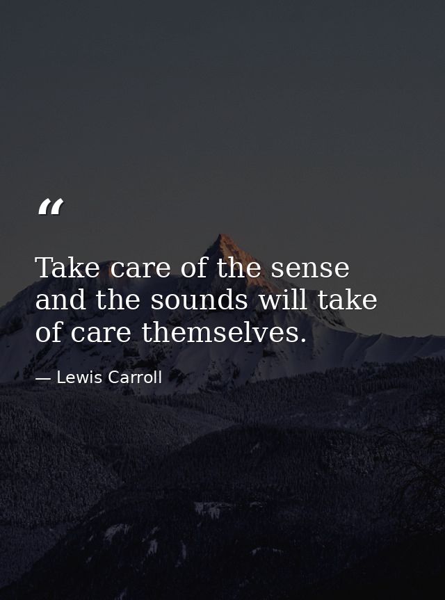 Take care of the sense and the sounds will take of care themselves. — Lewis Carroll