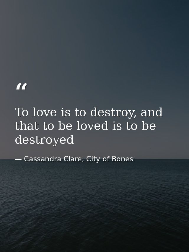 To love is to destroy, and that to be loved is to be destroyed — Cassandra Clare, City of Bones