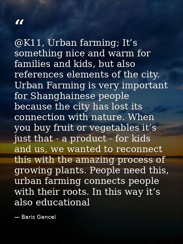 @K11, Urban farming; It’s something nice and warm for families and kids, but also references elements of the city. Urban — Baris Gencel