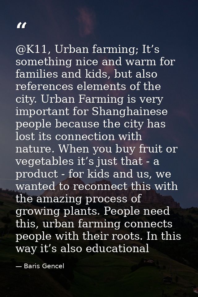 @K11, Urban farming; It’s something nice and warm for families and kids, but also references elements of the city. Urban — Baris Gencel