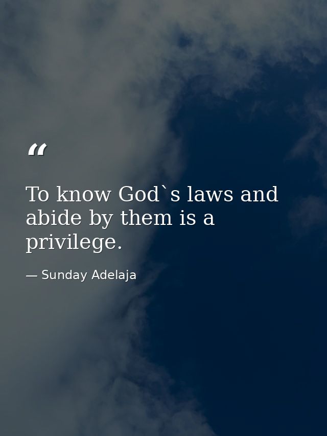 To know God`s laws and abide by them is a privilege. — Sunday Adelaja